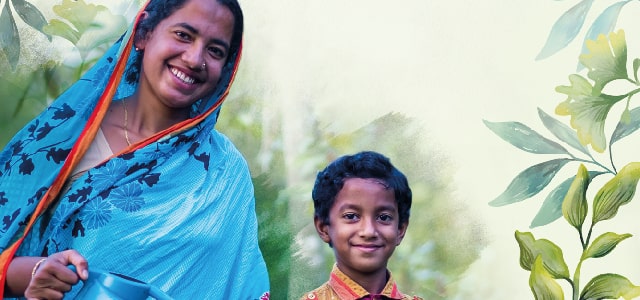 Shukla and her son Fariz in Bangladesh