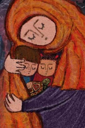 Woman refugee with her children