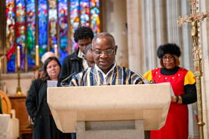 Mr. Alex Adomakoh-Kontoh, reading at the Racial Justice Sunday Mass