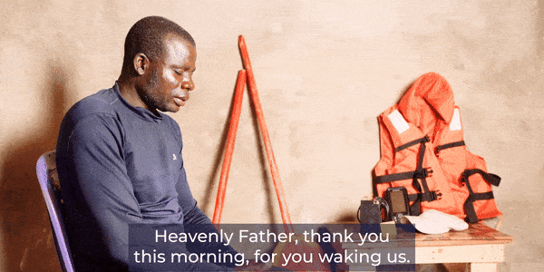 A gif of James praying