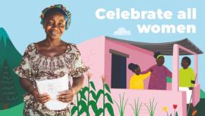 An illustration of women with the message 'celebrate all women'
