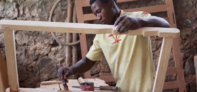 Daniel making a chair